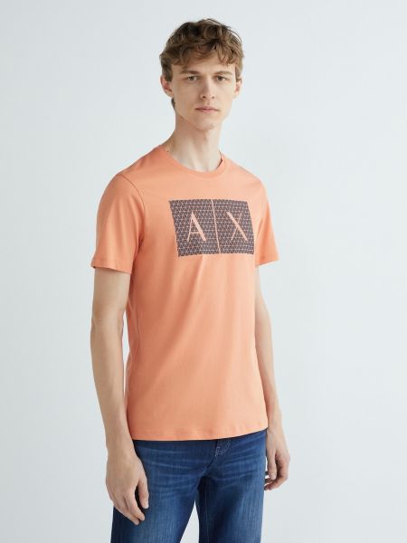 Camiseta de algodón de tela jersey Armani Exchange naranja