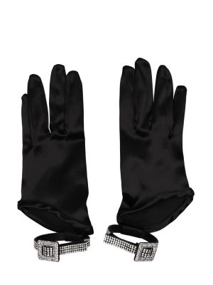 Сатенени ръкавици с кристали Benedetta Bruzziches черно