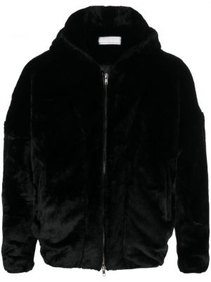 Mikina s kapucňou s kožušinou na zips Random Identities čierna