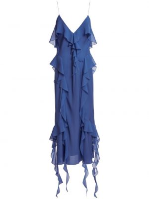 Svilena midi haljina Khaite plava