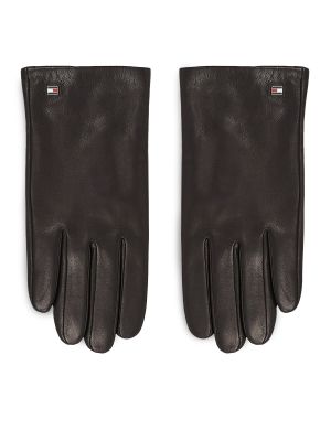 Kožené rukavice Tommy Hilfiger černé