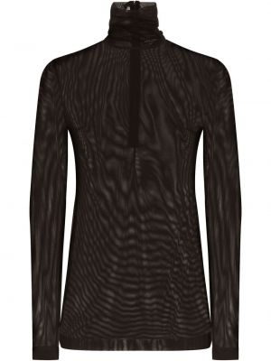 Priehľadný top na zips so sieťovinou Dolce & Gabbana čierna