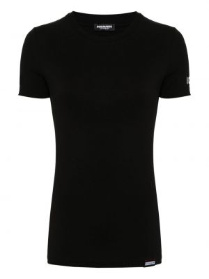 Raštuotas medvilninis marškinėliai Dsquared2 juoda
