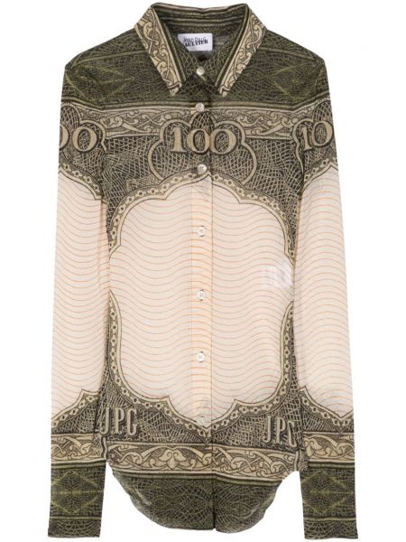 Chemise en jean à imprimé en tulle Jean Paul Gaultier beige