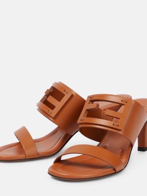 Kožené sandále Fendi hnedá