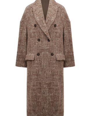 Шерстяное пальто Brunello Cucinelli коричневое