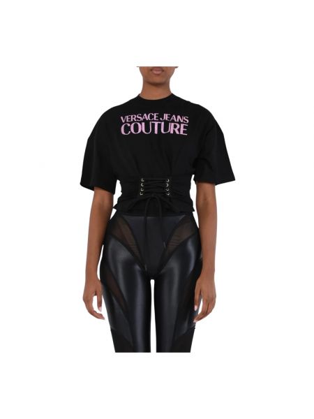 Koszulka bawełniana Versace Jeans Couture czarna