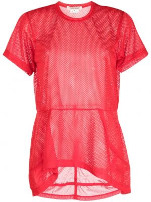 Tīkliņa caurspīdīgs t-krekls Comme Des Garçons sarkans