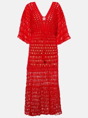 Βαμβακερή μάξι φόρεμα Anna Kosturova κόκκινο