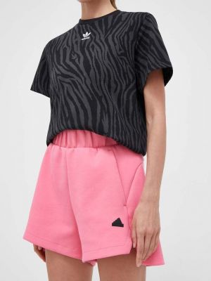 Kraťasy s vysokým pasem Adidas růžové