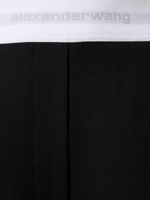 Pliszírozott gyapjú magas derekú nadrág Alexander Wang fekete