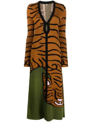 Rochie din bumbac tricotate cu dungi de tigru Johanna Ortiz