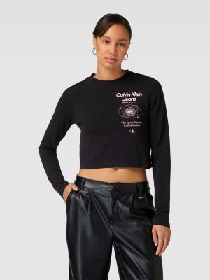 Bluzka z nadrukiem z długim rękawem Calvin Klein Jeans czarna