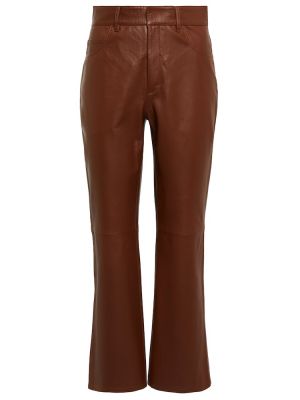 Usnjene ravne hlače z visokim pasom Redvalentino rjava