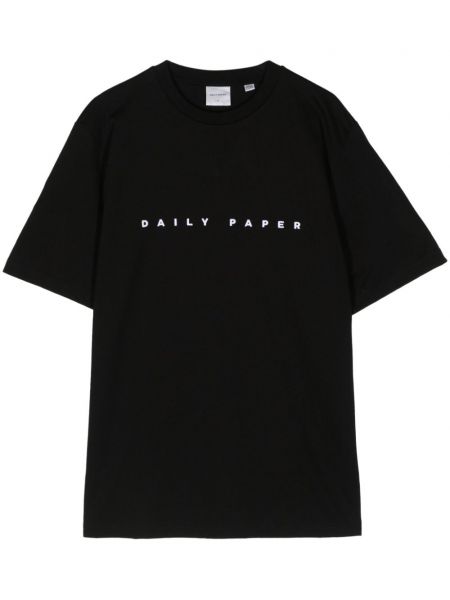 Raštuotas medvilninis marškinėliai Daily Paper juoda