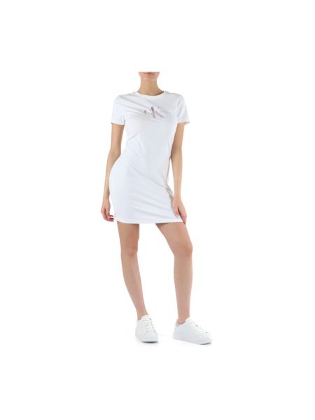 Mini vestido de algodón Calvin Klein Jeans blanco