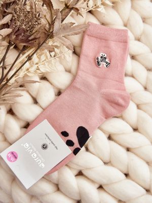 Medvilninės kojines su aplikacija Kesi rožinė