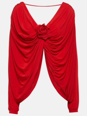 Jersey top s cvetličnim vzorcem z draperijo Giuseppe Di Morabito rdeča