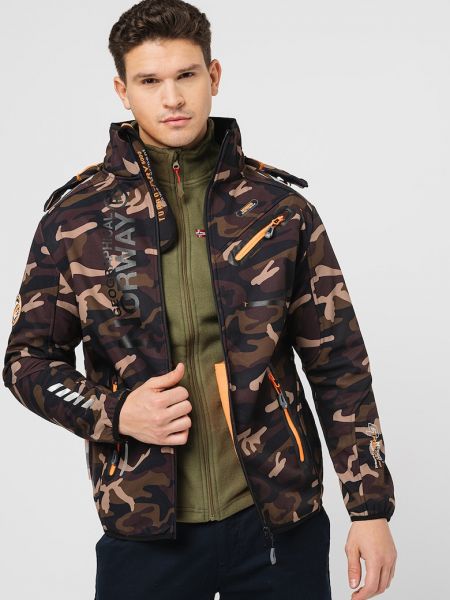 Флисовая куртка с капюшоном Geographical Norway коричневая
