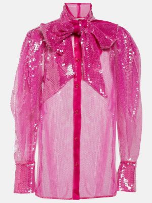 Прозрачная блузка с пайетками NINA RICCI розовый