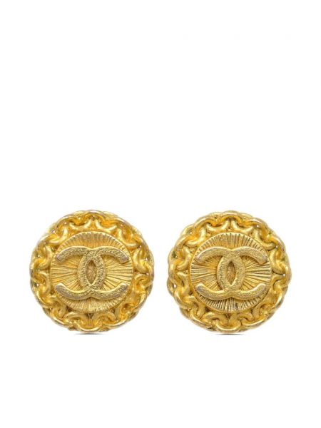Náušnice s knoflíky Chanel Pre-owned zlaté