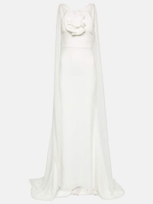 Sukienka długa w kwiatki Roland Mouret biała