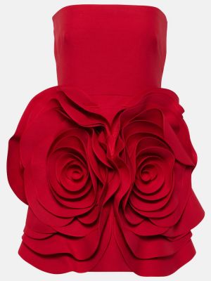 Mini robe à fleurs en crêpe Valentino rouge