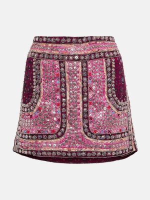Svilena mini suknja Isabel Marant ružičasta