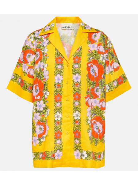 Camisa de lino de flores Alemais
