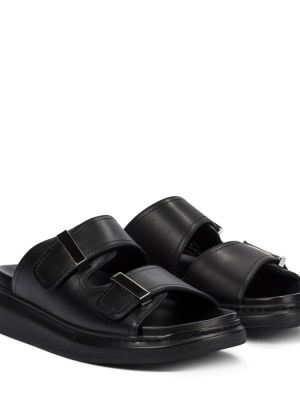 Kožené sandály Alexander Mcqueen černé