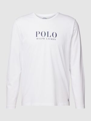 Polo bawełniana z nadrukiem z długim rękawem Polo Ralph Lauren Underwear biała