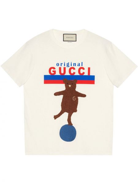 Оверсайз футболка с медведем Gucci, белый