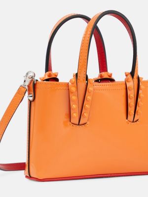 Lakirana usnjena nakupovalna torba Christian Louboutin oranžna