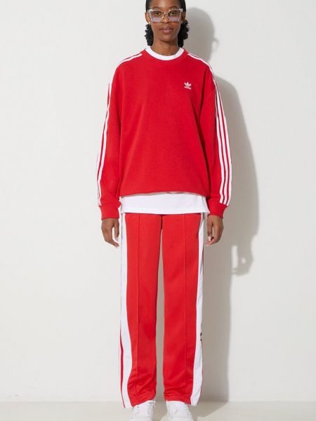 Bluză cu dungi oversize Adidas roșu