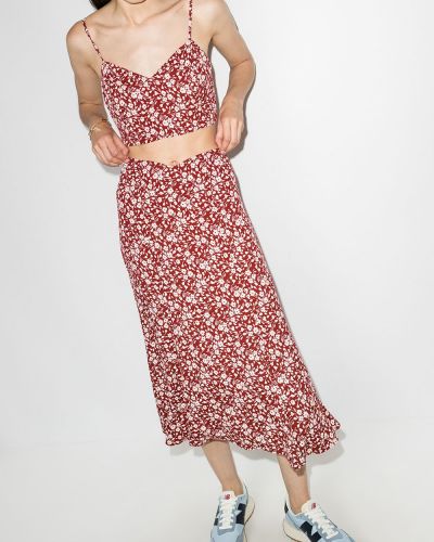 Falda de flores con estampado Reformation rojo