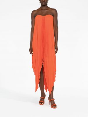 Plisované asymetrické koktejlové šaty Styland oranžové