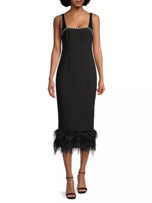 Платье миди с перьями Likely черное