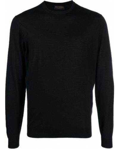 Vlnený sveter z merina s okrúhlym výstrihom Dell'oglio čierna