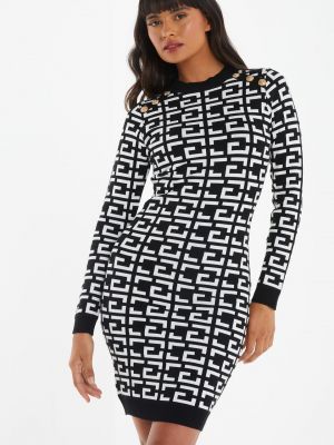 Платье-свитер с принтом с геометрическим узором Quiz черное