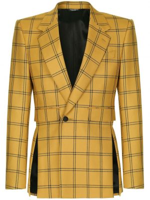 Blazer s karirastim vzorcem s potiskom Dolce & Gabbana rumena
