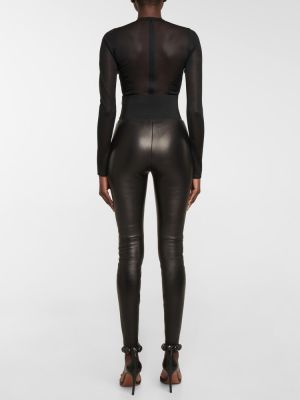 Leder high waist leggings Alaã¯a schwarz