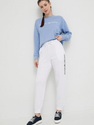 Emporio Armani Underwear pantaloni de trening culoarea alb, cu imprimeu