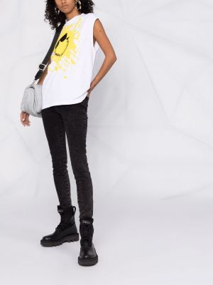 Haftowane jeansy skinny Karl Lagerfeld czarne