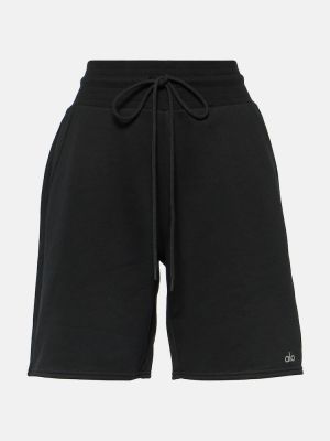 Pantaloni scurți de sport cu talie înaltă Alo Yoga negru
