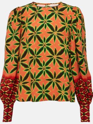 Bluza iz krep tkanine Ulla Johnson oranžna