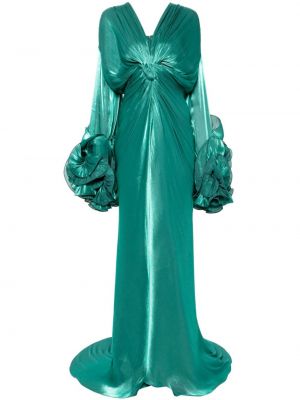 Вечерна рокля на цветя Costarellos зелено