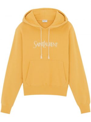 Raštuotas medvilninis džemperis su gobtuvu Saint Laurent geltona