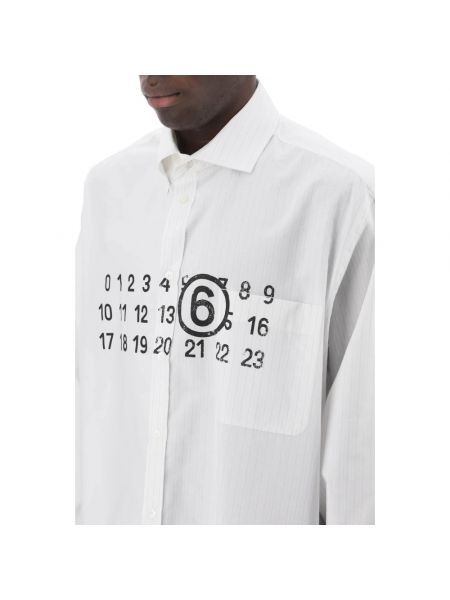 Camisa de algodón con estampado Mm6 Maison Margiela blanco