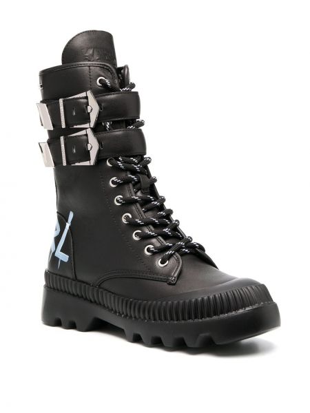 Ankle boots na sprzączkę koronkowe Karl Lagerfeld czarne