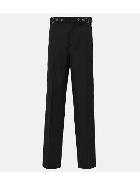 Vlněné rovné kalhoty Jean Paul Gaultier černé